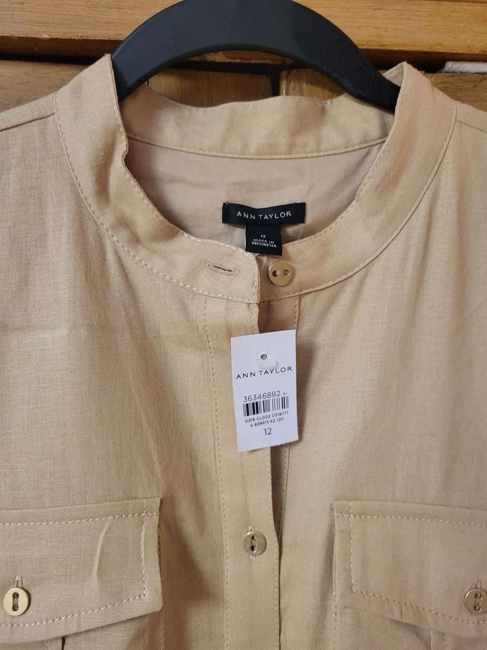 NWT Ann Taylor Linen Blend Collared Button-Front Shirt Dress w/ Pockets Sz 12 - Picture 4 of 9